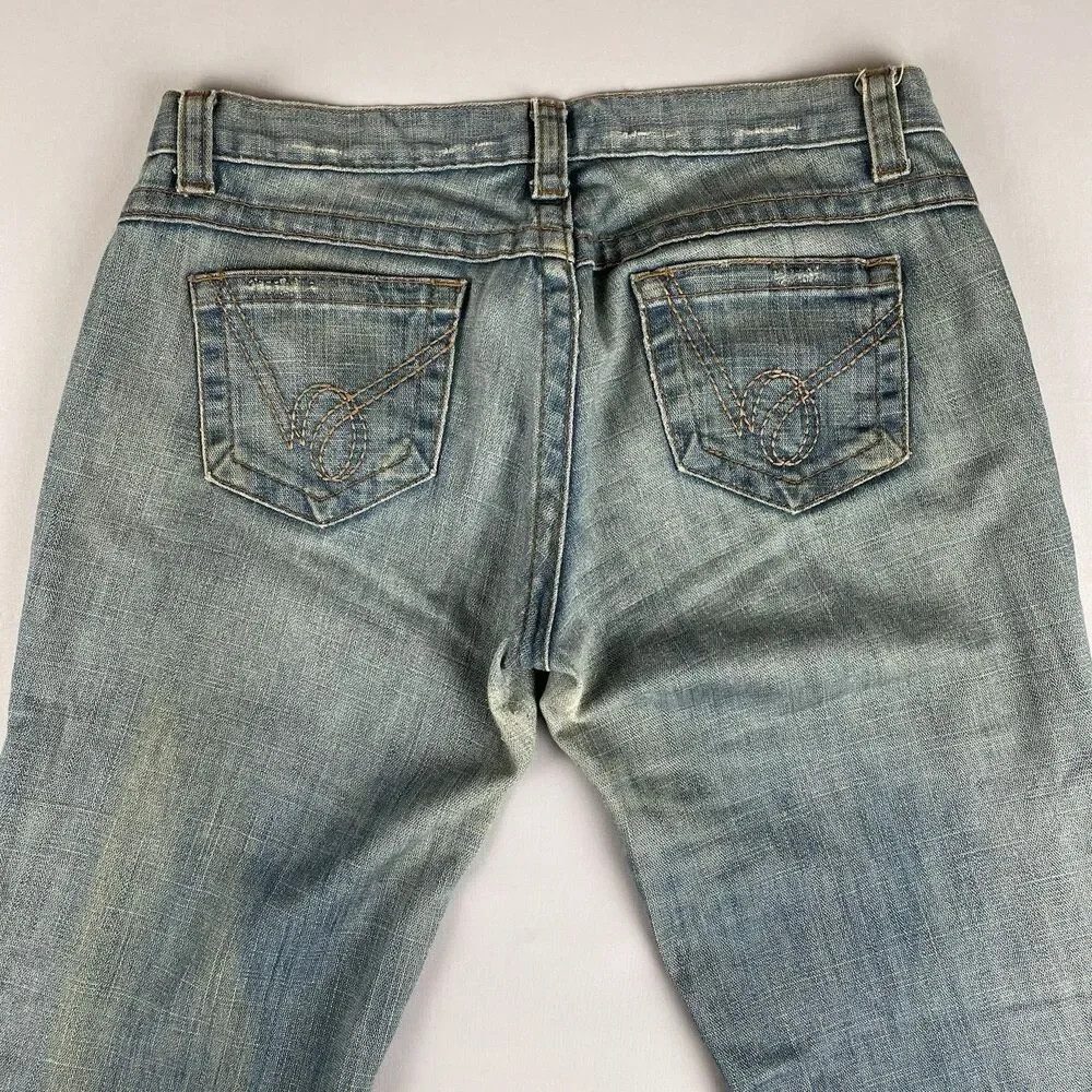 Bebe Carla Low Rise Straight Leg Jeans Women's 30 Light Blue Made USA Y2K